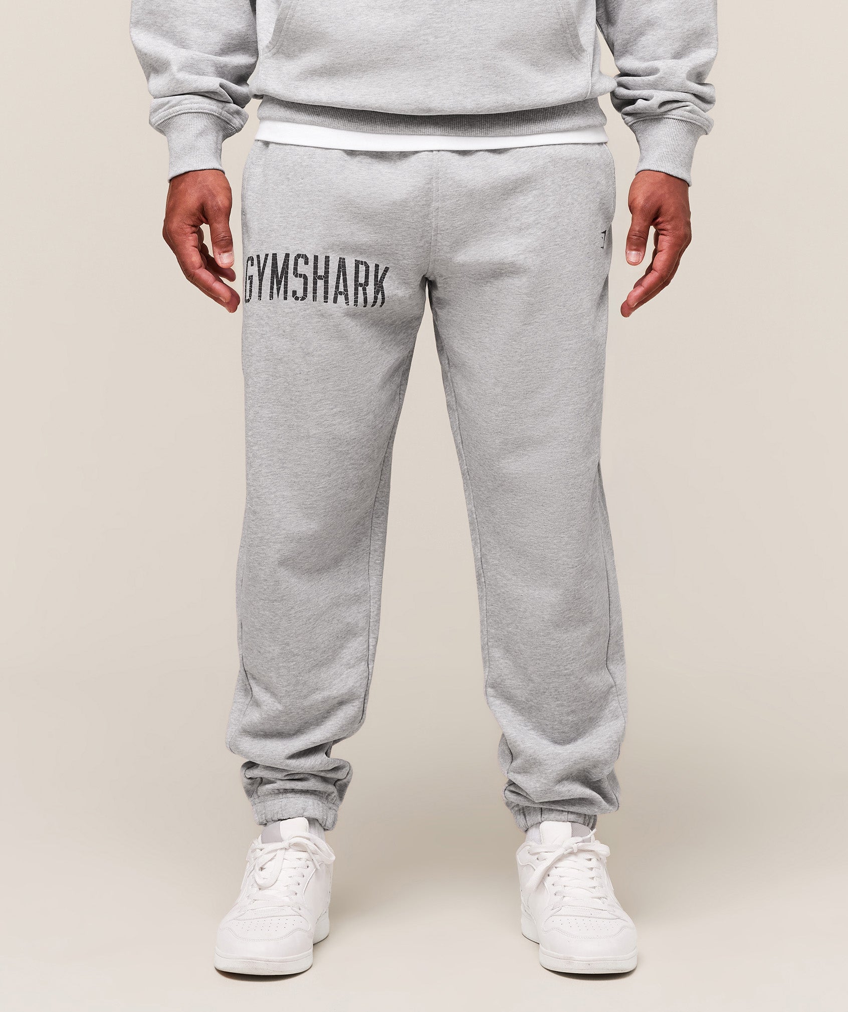 Gymshark Worn Graphic Jogger Light Grey Core Marl