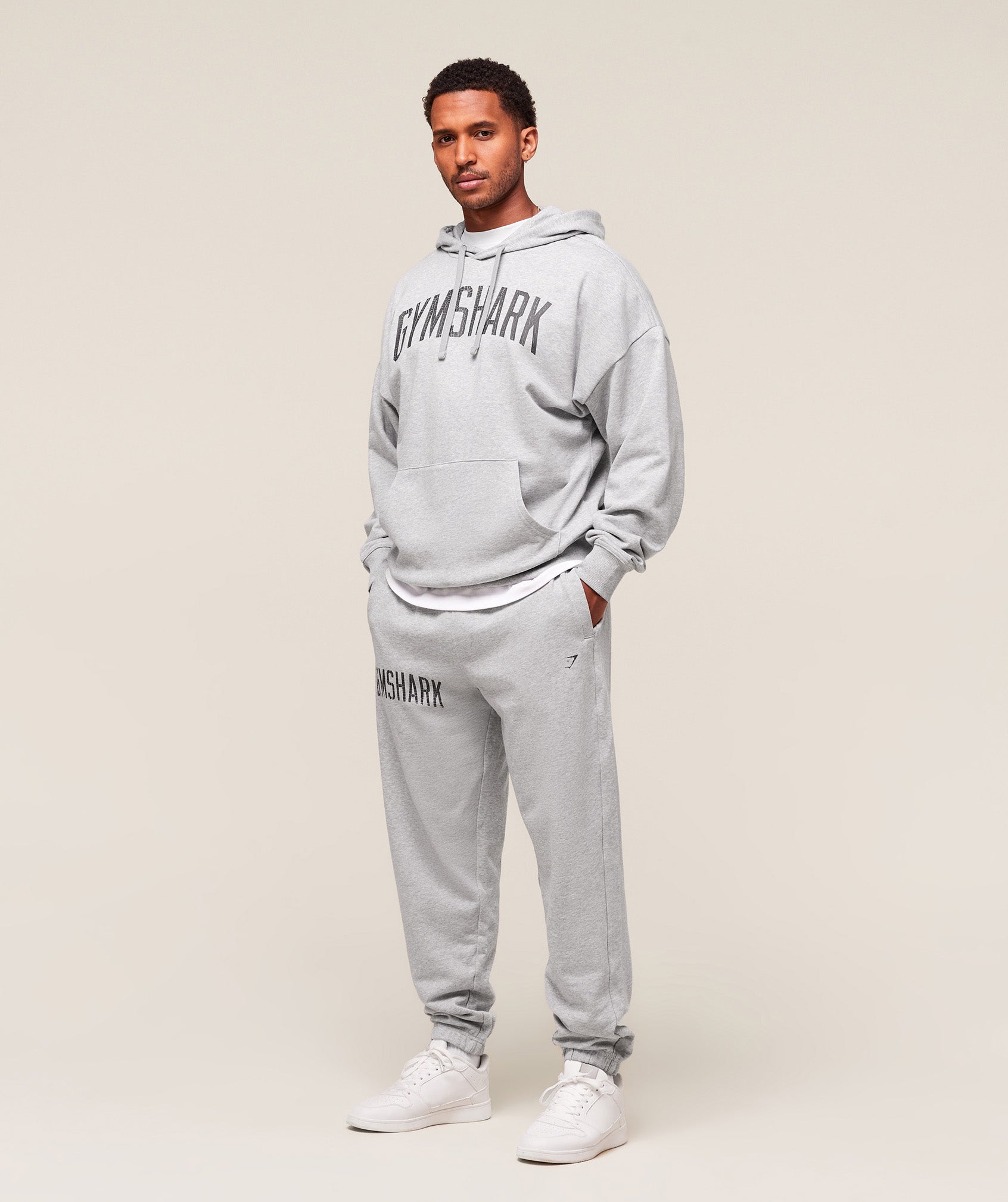Gymshark Worn Graphic Jogger Light Grey Core Marl