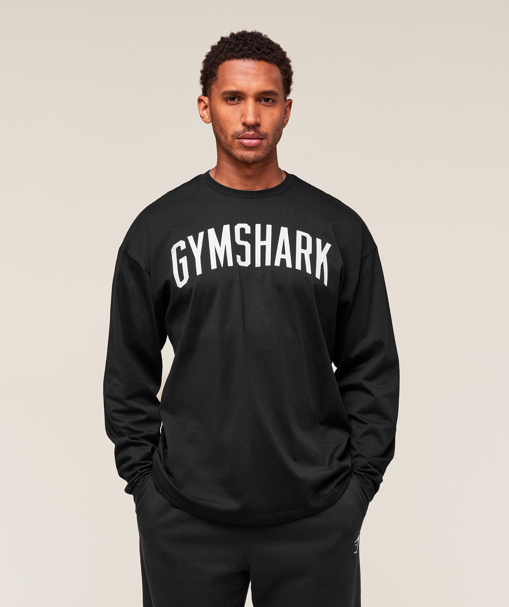 Gymshark Worn Graphic Long Sleeve T-Shirt Black