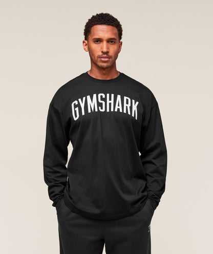 Gymshark Worn Graphic Long Sleeve T-Shirt Black
