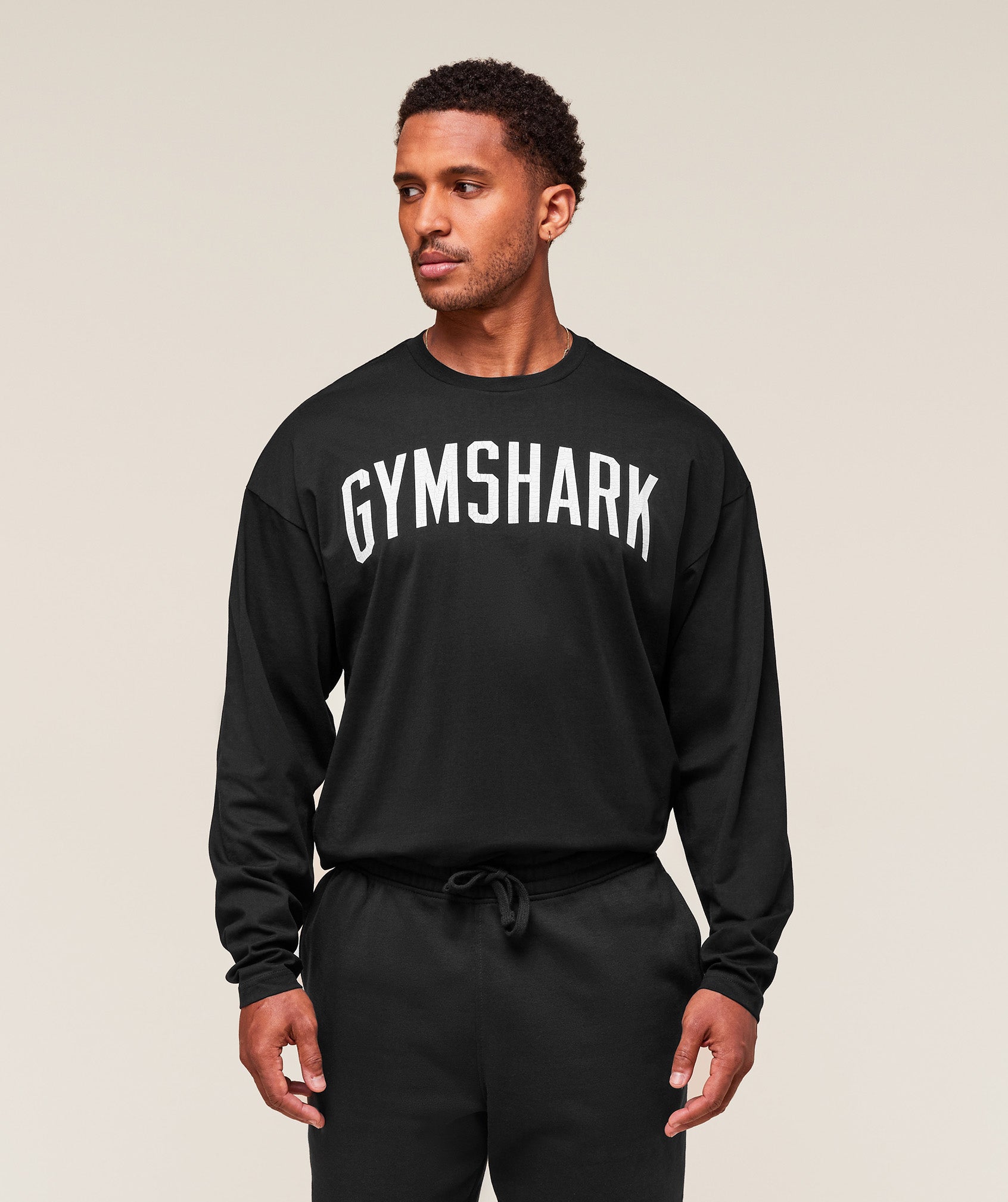 Gymshark Worn Graphic Long Sleeve T-Shirt Black