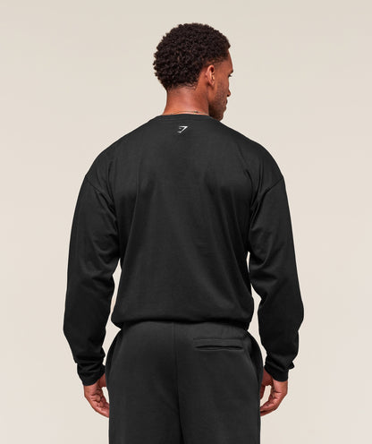 Gymshark Worn Graphic Long Sleeve T-Shirt Black