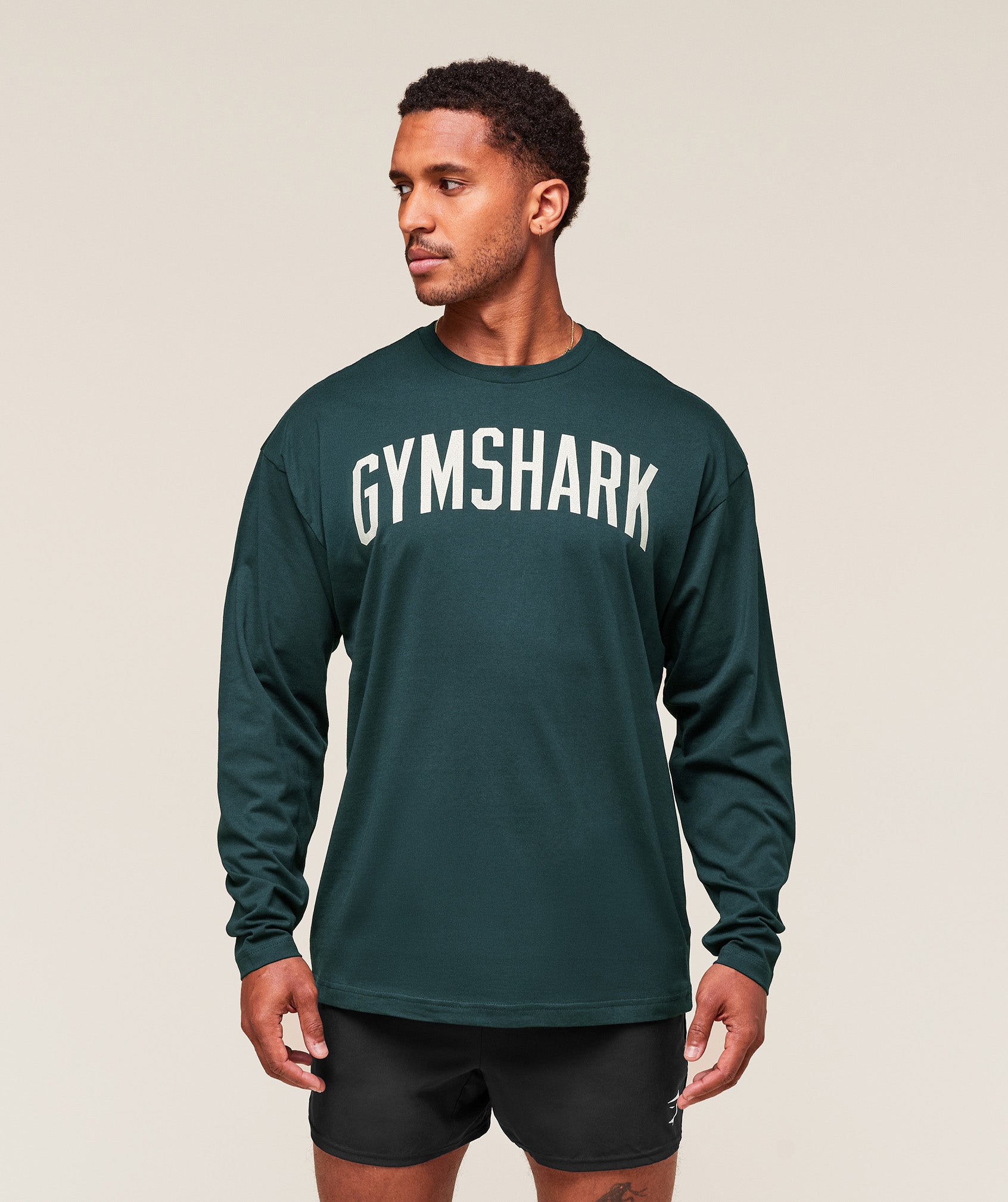 Gymshark Worn Graphic Long Sleeve T-Shirt Deep Petrol Blue