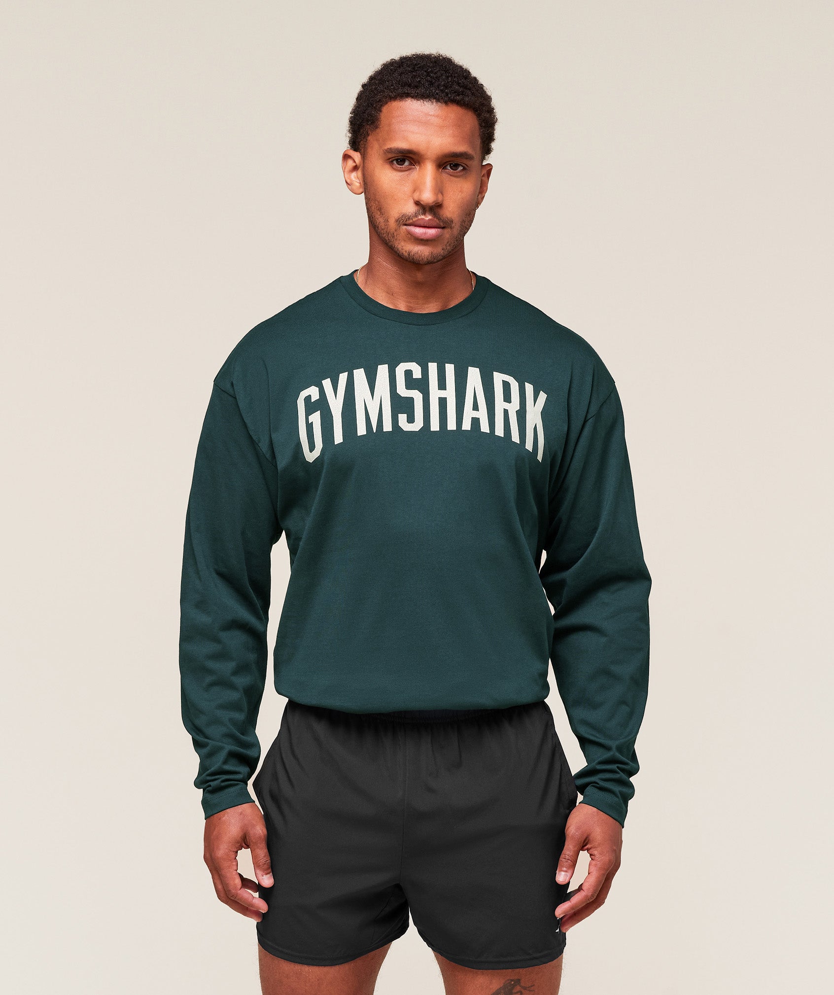 Gymshark Worn Graphic Long Sleeve T-Shirt Deep Petrol Blue