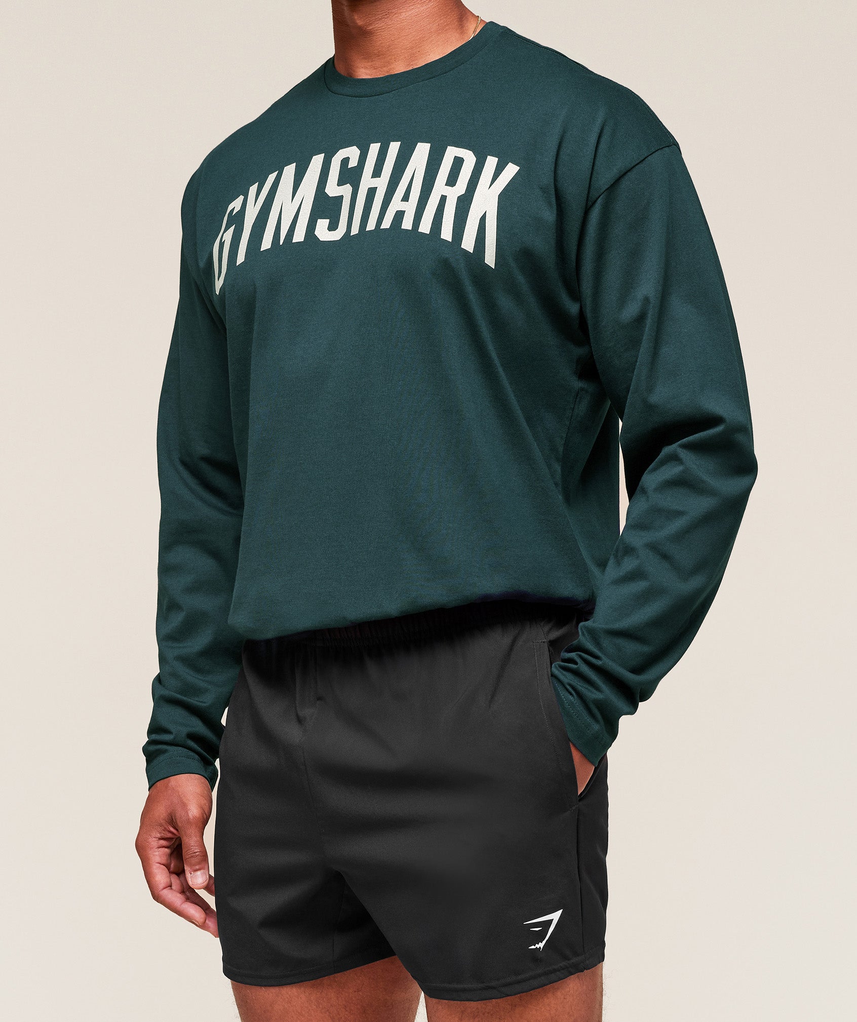 Gymshark Worn Graphic Long Sleeve T-Shirt Deep Petrol Blue