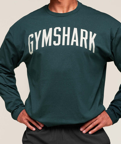 Gymshark Worn Graphic Long Sleeve T-Shirt Deep Petrol Blue