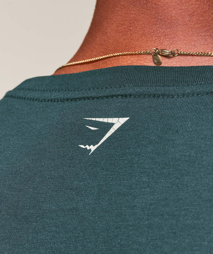 Gymshark Worn Graphic Long Sleeve T-Shirt Deep Petrol Blue
