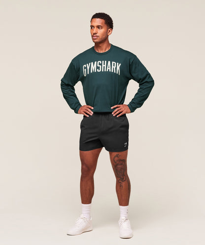 Gymshark Worn Graphic Long Sleeve T-Shirt Deep Petrol Blue
