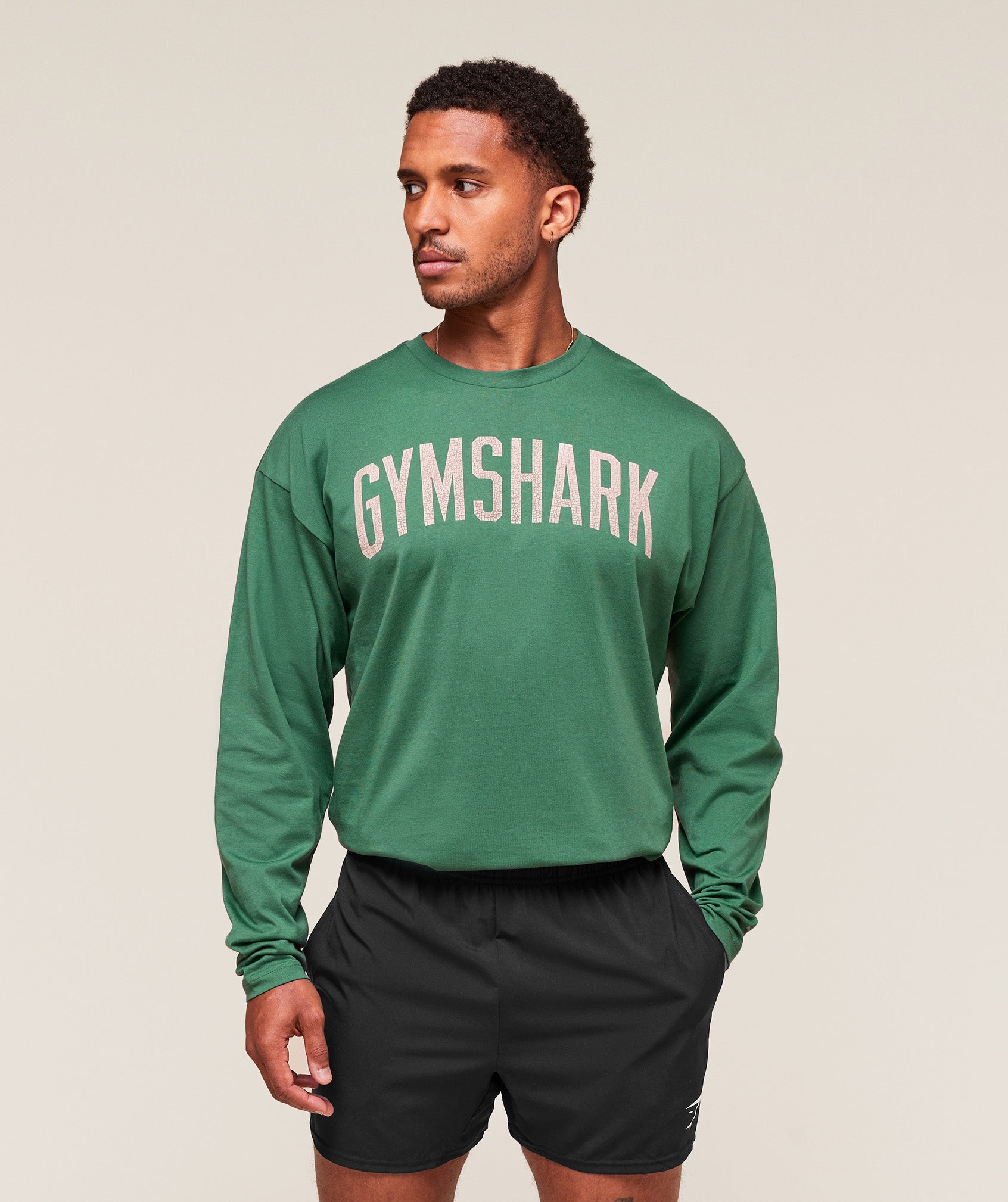 Gymshark Worn Graphic Long Sleeve T-Shirt Lift Green