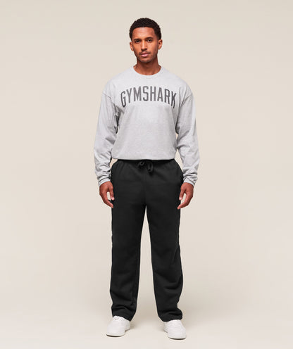 Gymshark Worn Graphic Long Sleeve T-Shirt Light Grey Core Marl