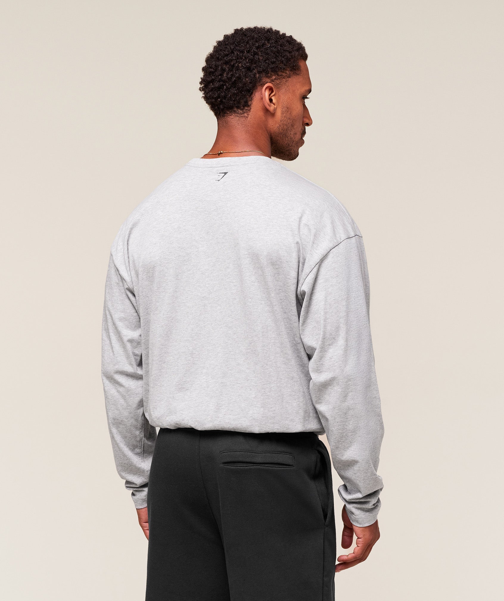 Gymshark Worn Graphic Long Sleeve T-Shirt Light Grey Core Marl