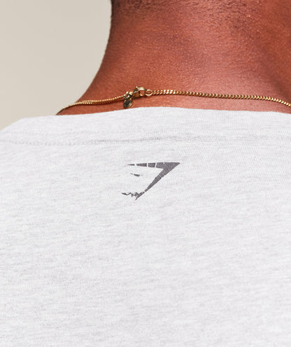 Gymshark Worn Graphic Long Sleeve T-Shirt Light Grey Core Marl