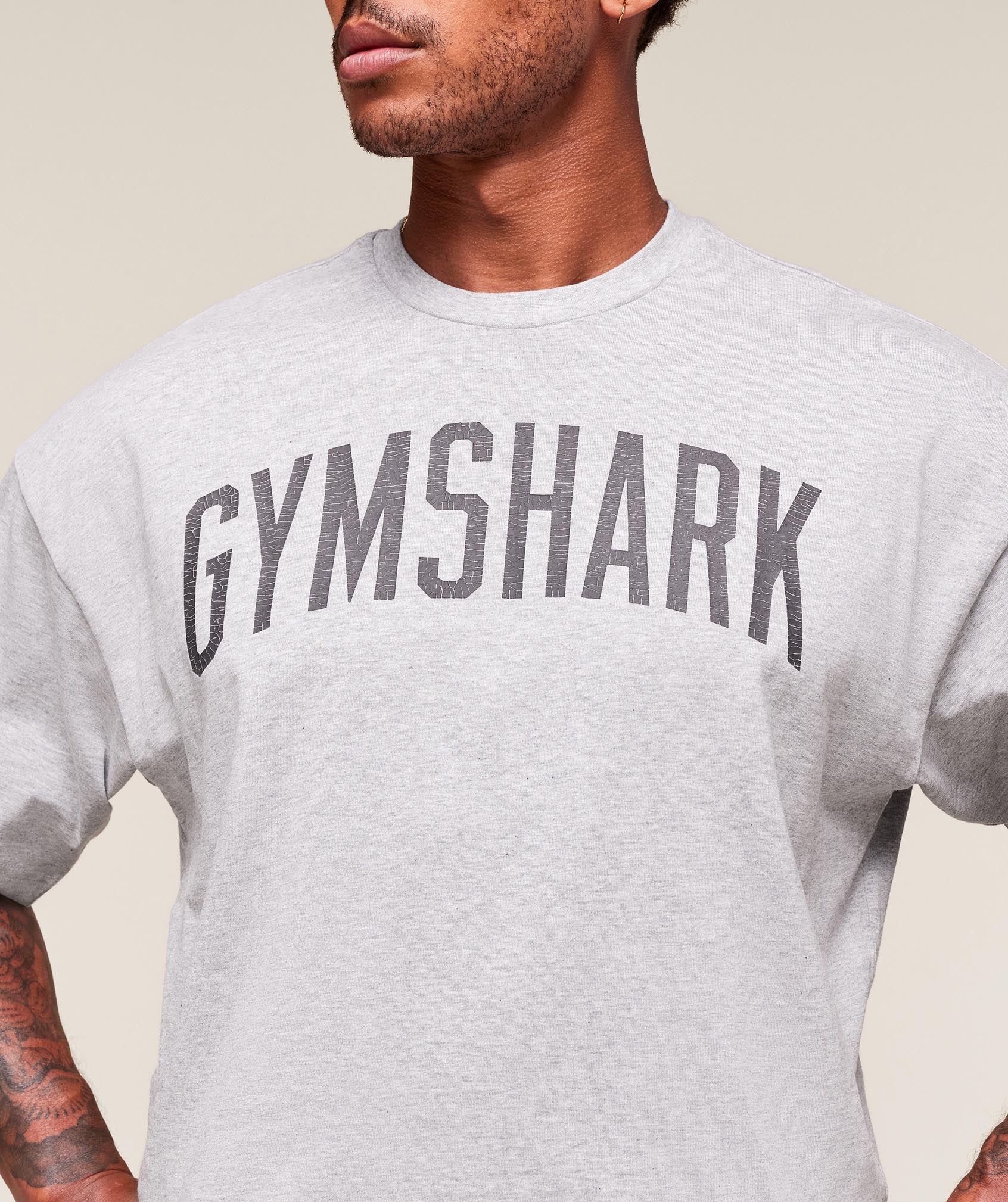 Gymshark Worn Graphic T-Shirt Light Grey Core Marl