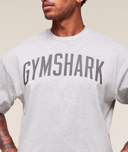 Gymshark Worn Graphic T-Shirt Light Grey Core Marl