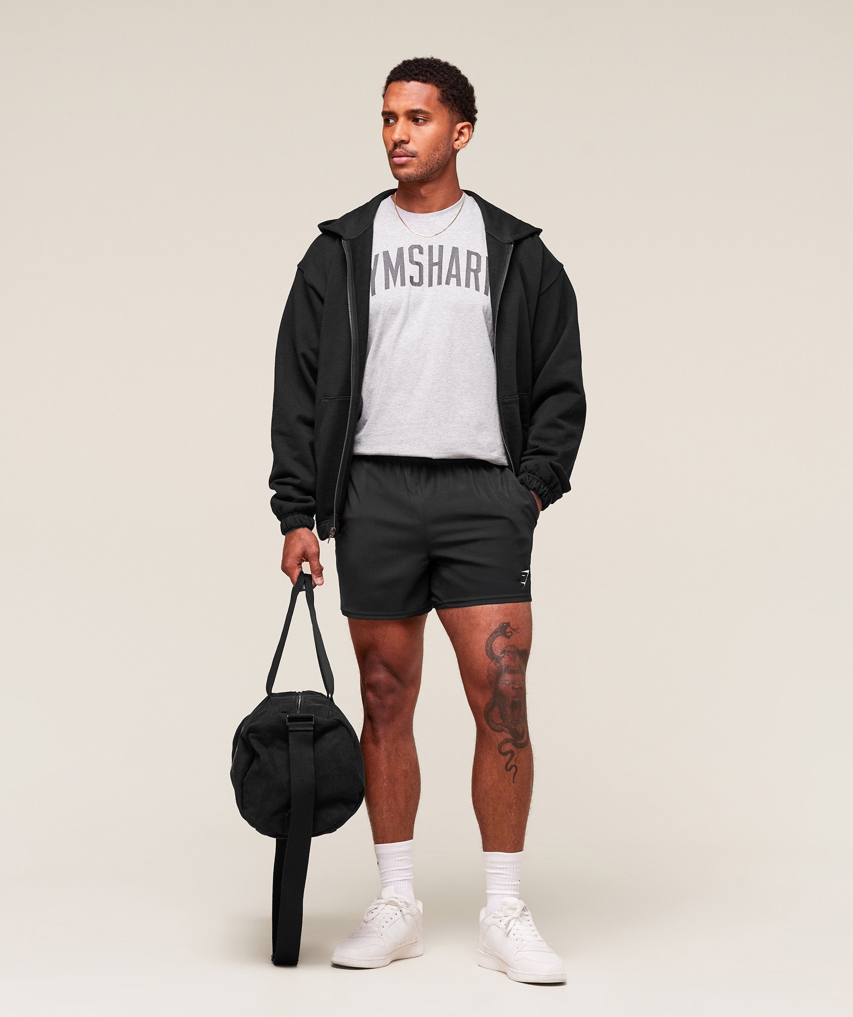 Gymshark Worn Graphic T-Shirt Light Grey Core Marl
