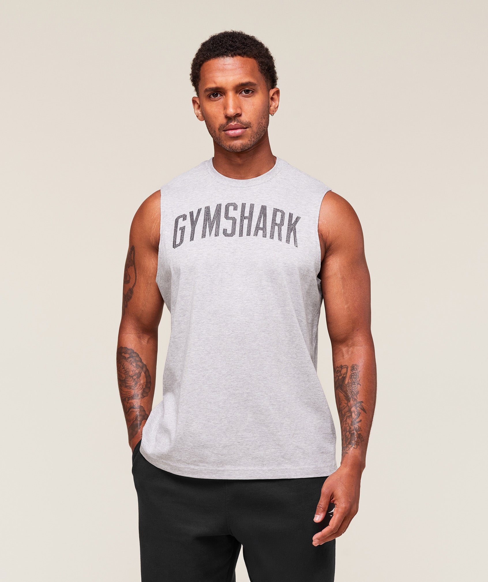 Gymshark Worn Graphic Tank Light Grey Core Marl