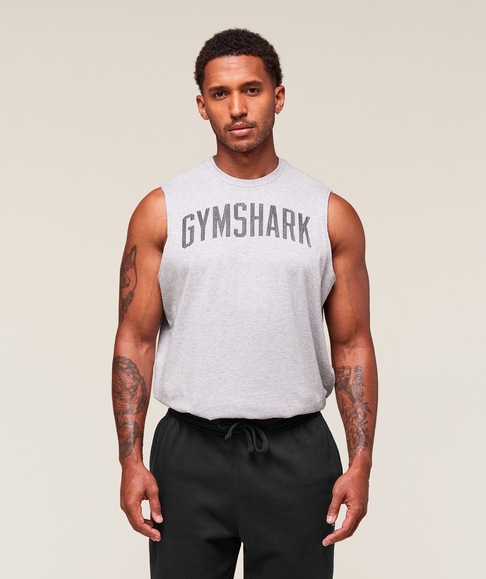 Gymshark Worn Graphic Tank Light Grey Core Marl