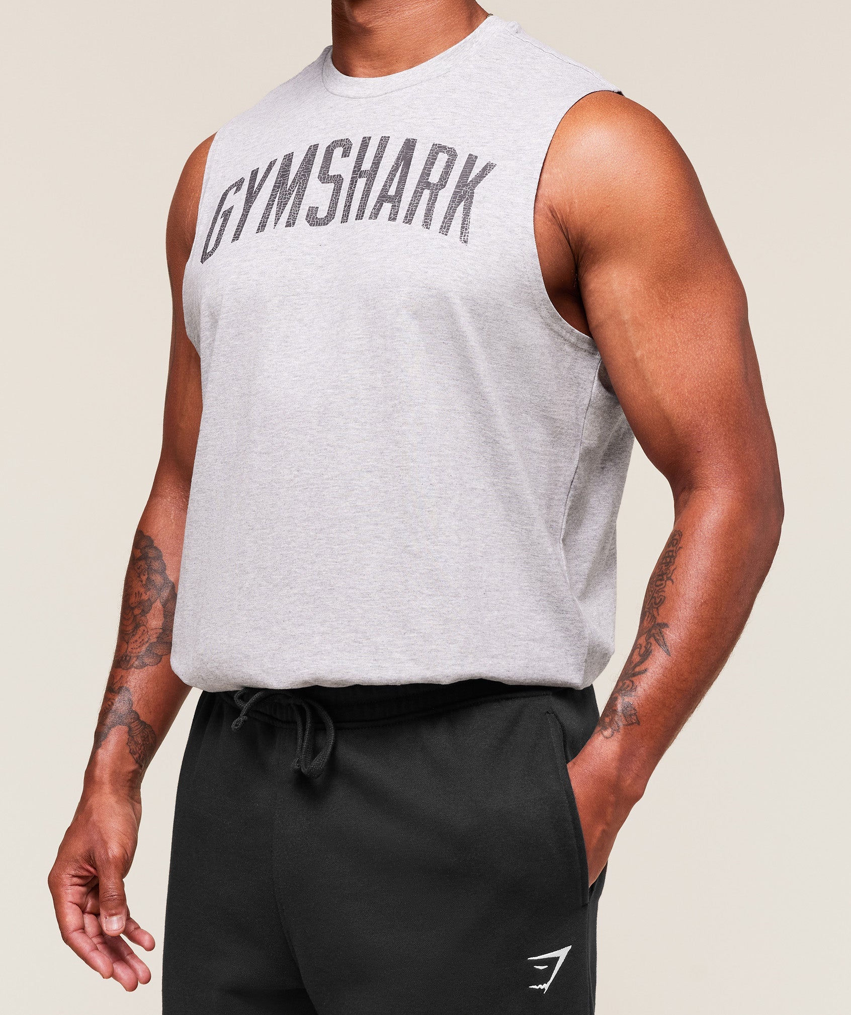 Gymshark Worn Graphic Tank Light Grey Core Marl