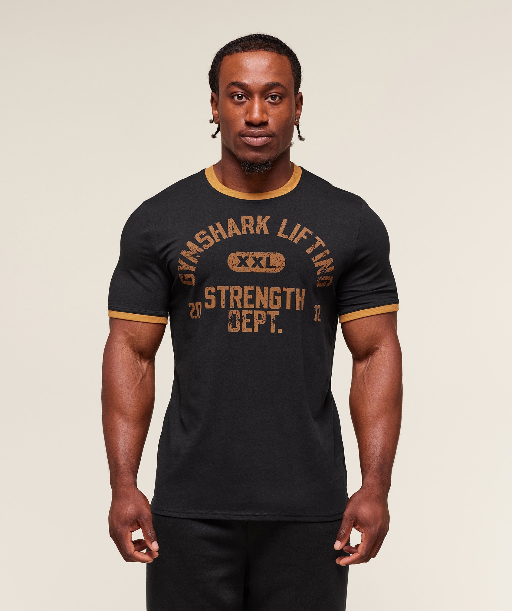 Gymshark Xxl Strength Dept Ringer T-Shirt Black