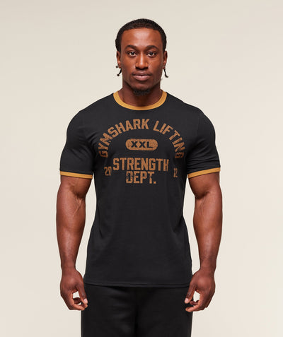 Gymshark Xxl Strength Dept Ringer T-Shirt Black