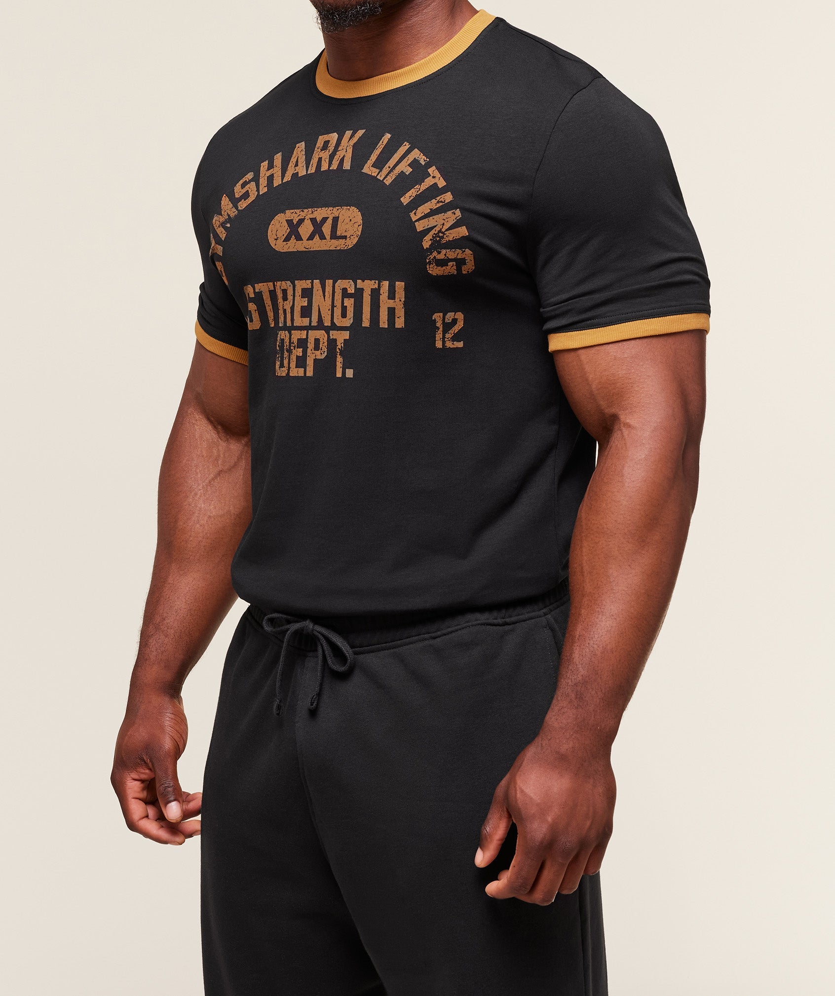 Gymshark Xxl Strength Dept Ringer T-Shirt Black