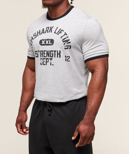 Gymshark Xxl Strength Dept Ringer T-Shirt Light Grey Core Marl
