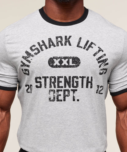 Gymshark Xxl Strength Dept Ringer T-Shirt Light Grey Core Marl