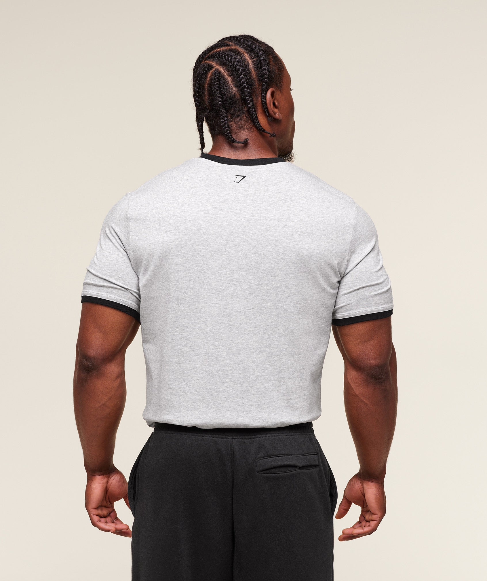 Gymshark Xxl Strength Dept Ringer T-Shirt Light Grey Core Marl