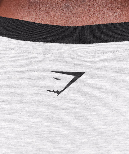Gymshark Xxl Strength Dept Ringer T-Shirt Light Grey Core Marl