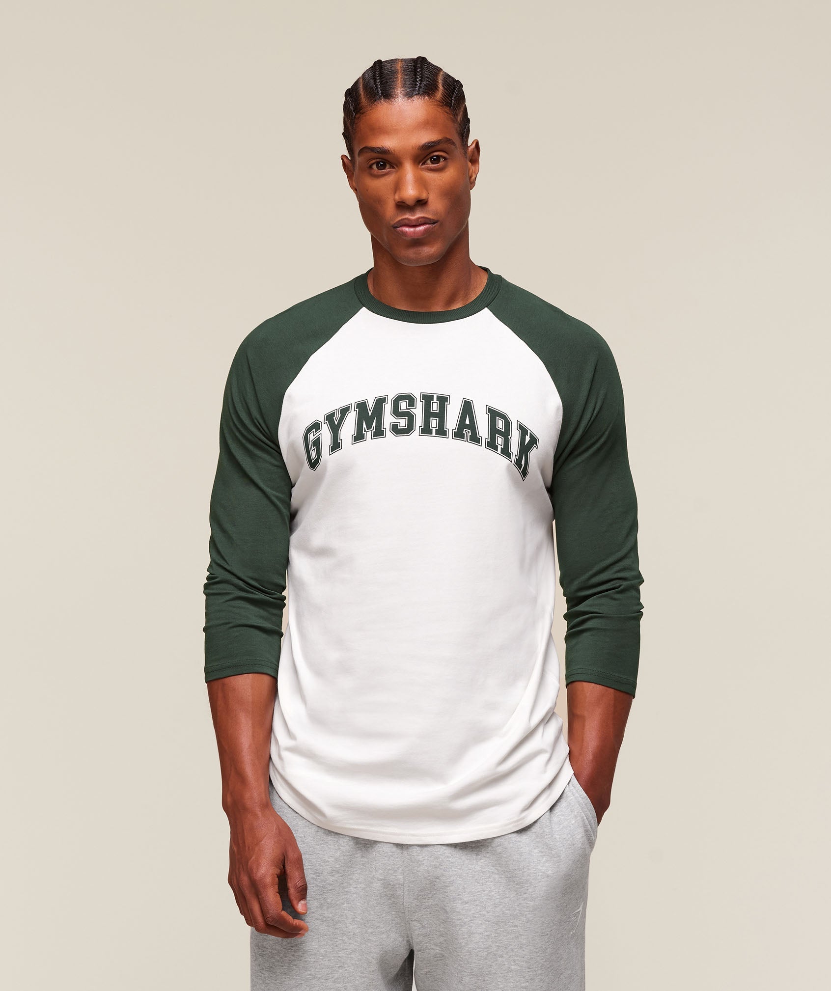 Gymshark Gslc Raglan 3/4 Sleeve T-Shirt Soft White