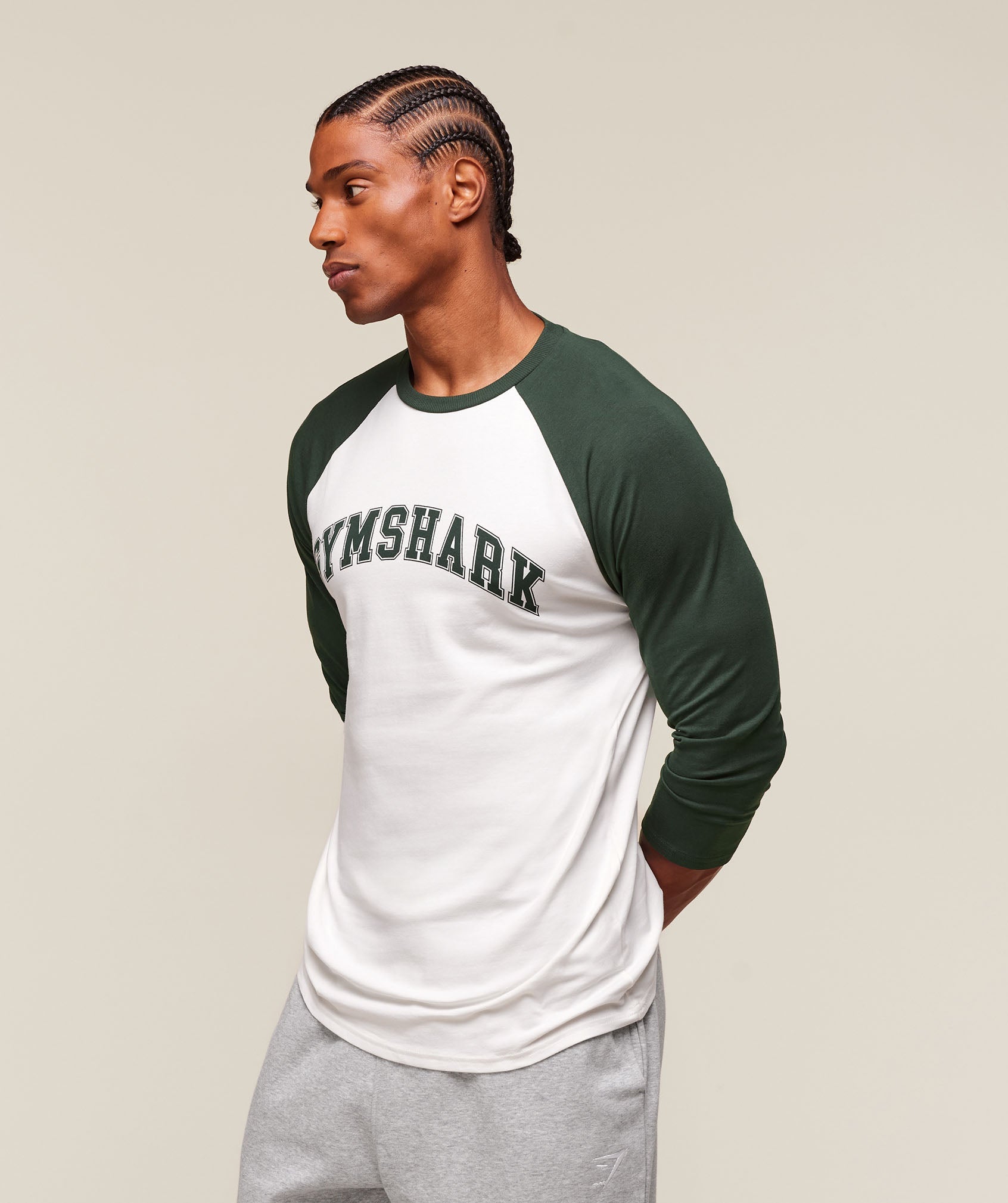 Gymshark Gslc Raglan 3/4 Sleeve T-Shirt Soft White