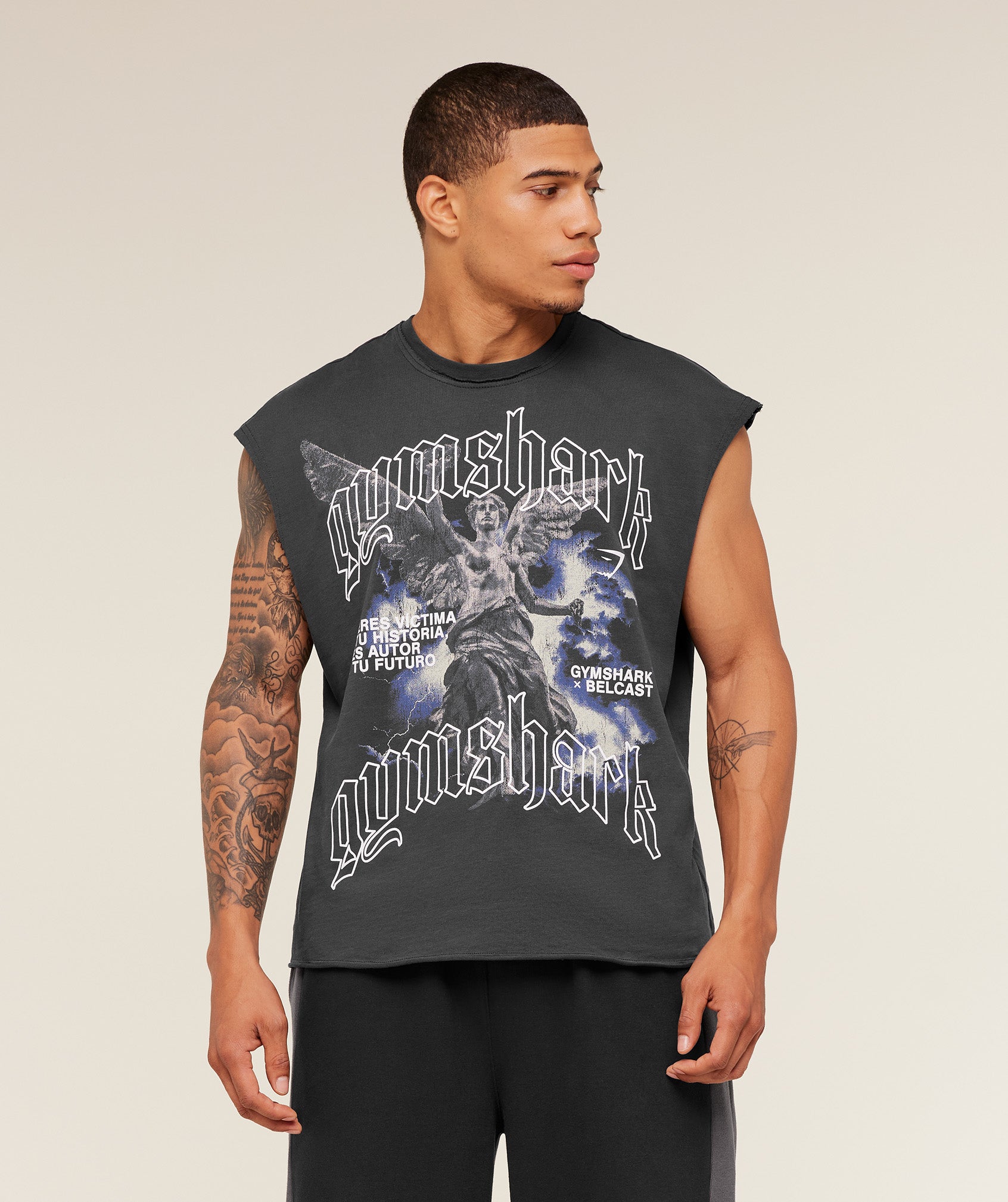Gymshark Gymshark X Carlos Belcast Cut Off Tee Onyx Grey