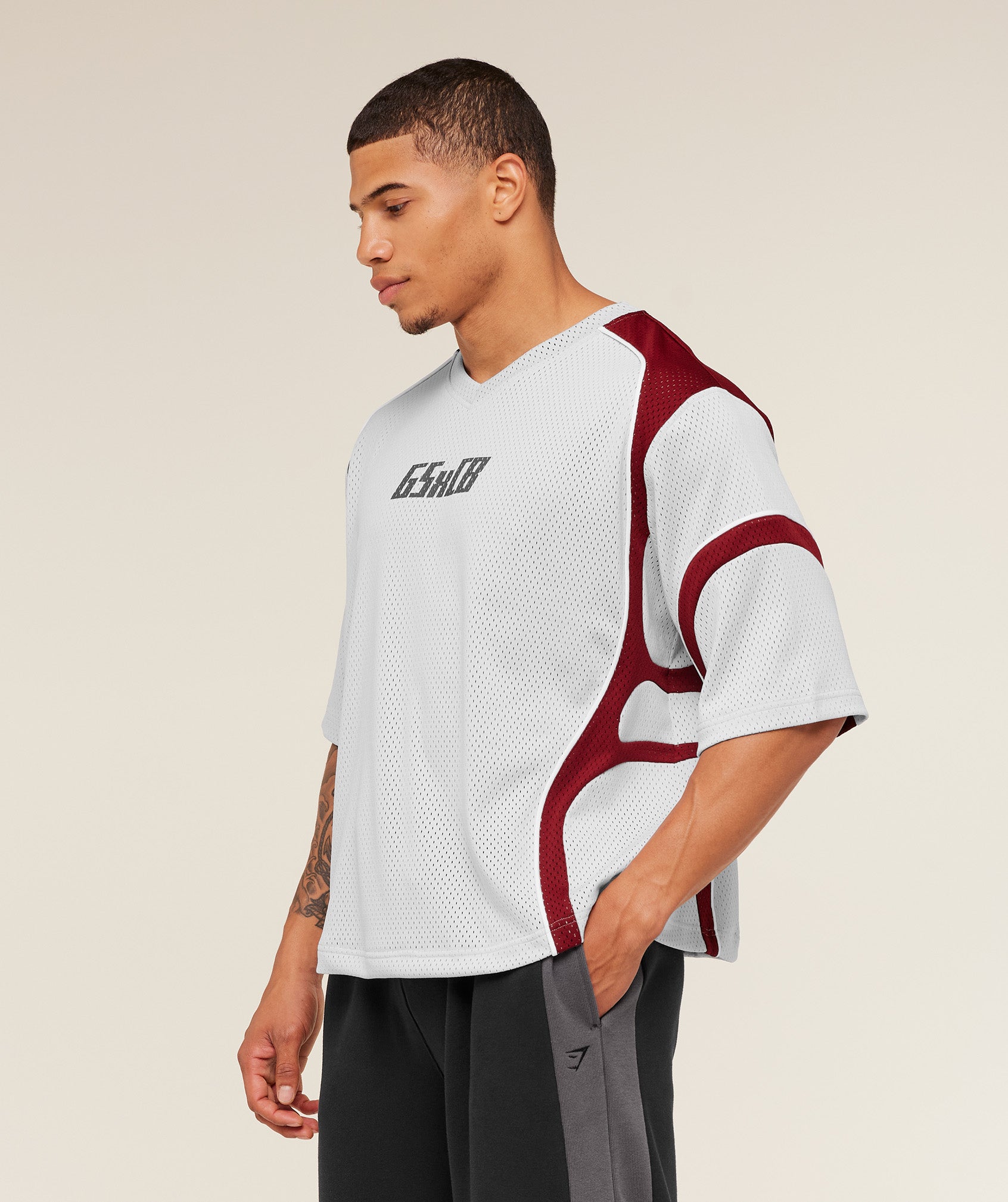 Gymshark Gymshark X Carlos Belcast Mesh Jersey Light Grey