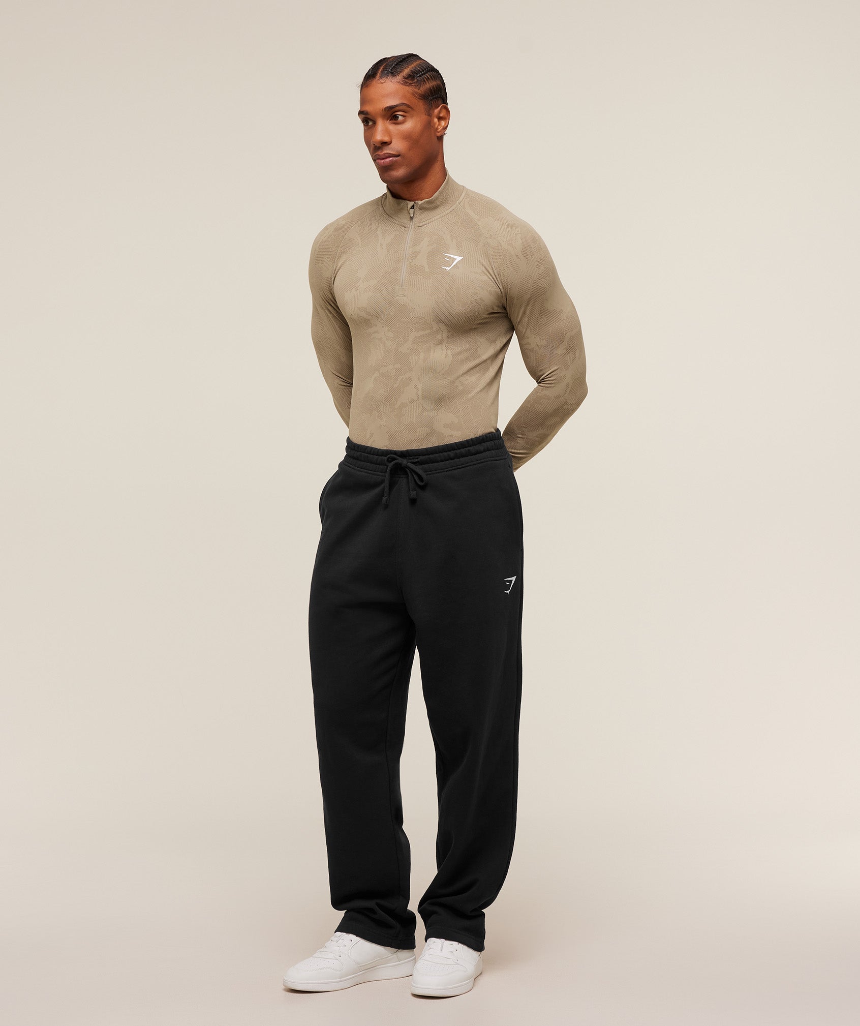 Gymshark Geo Seamless 1/4 Zip Cement Brown