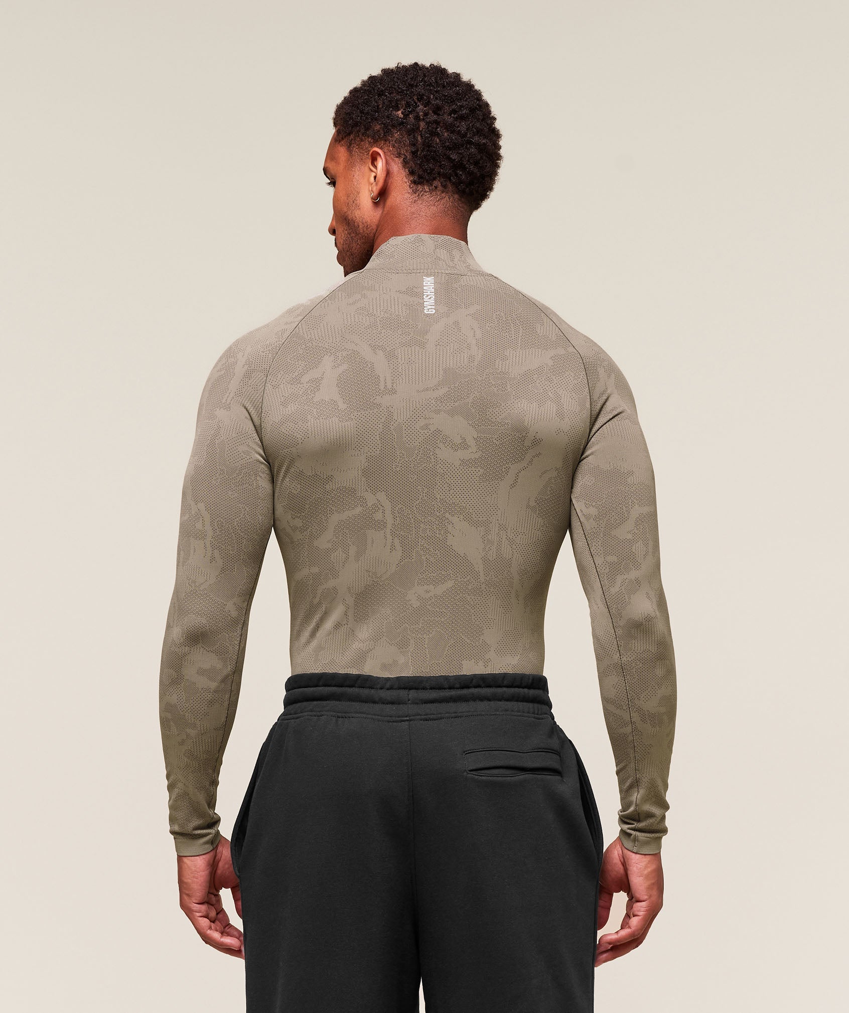 Gymshark Geo Seamless 1/4 Zip Linen Brown