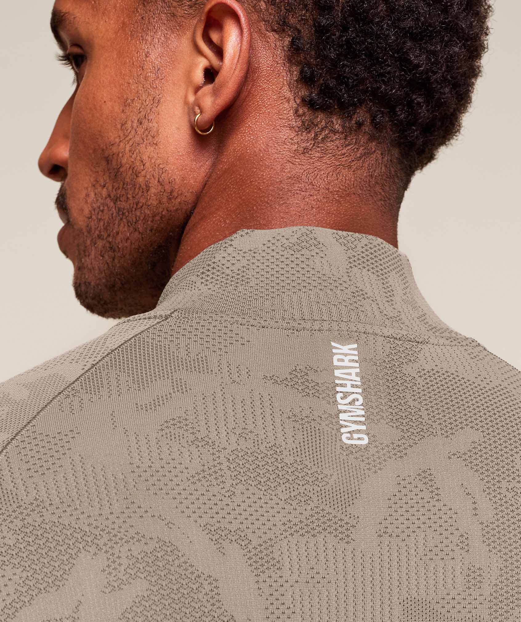 Gymshark Geo Seamless 1/4 Zip Linen Brown