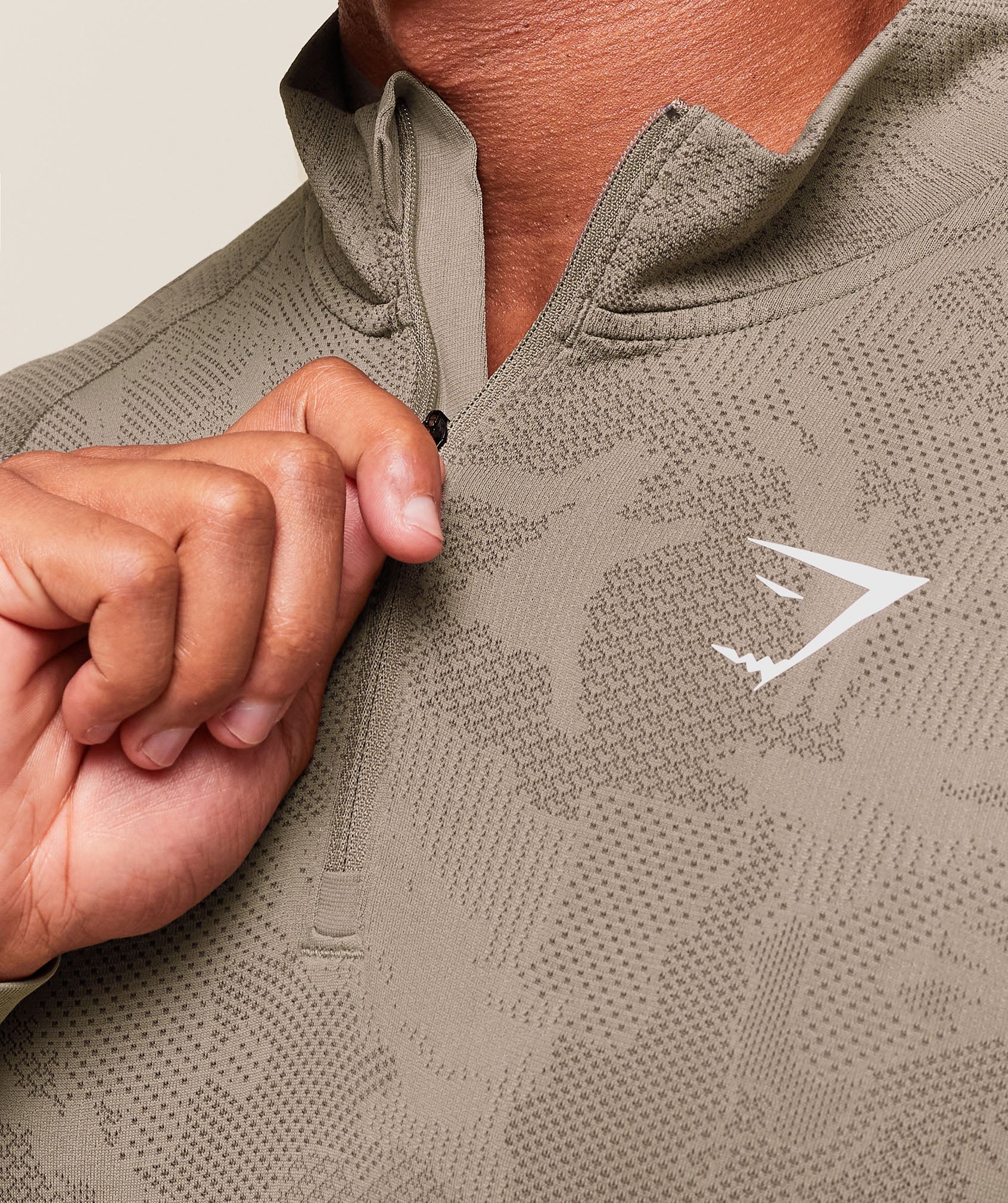 Gymshark Geo Seamless 1/4 Zip Linen Brown