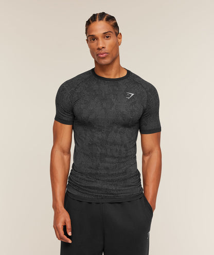 Gymshark Geo Seamless Grid T-Shirt Black