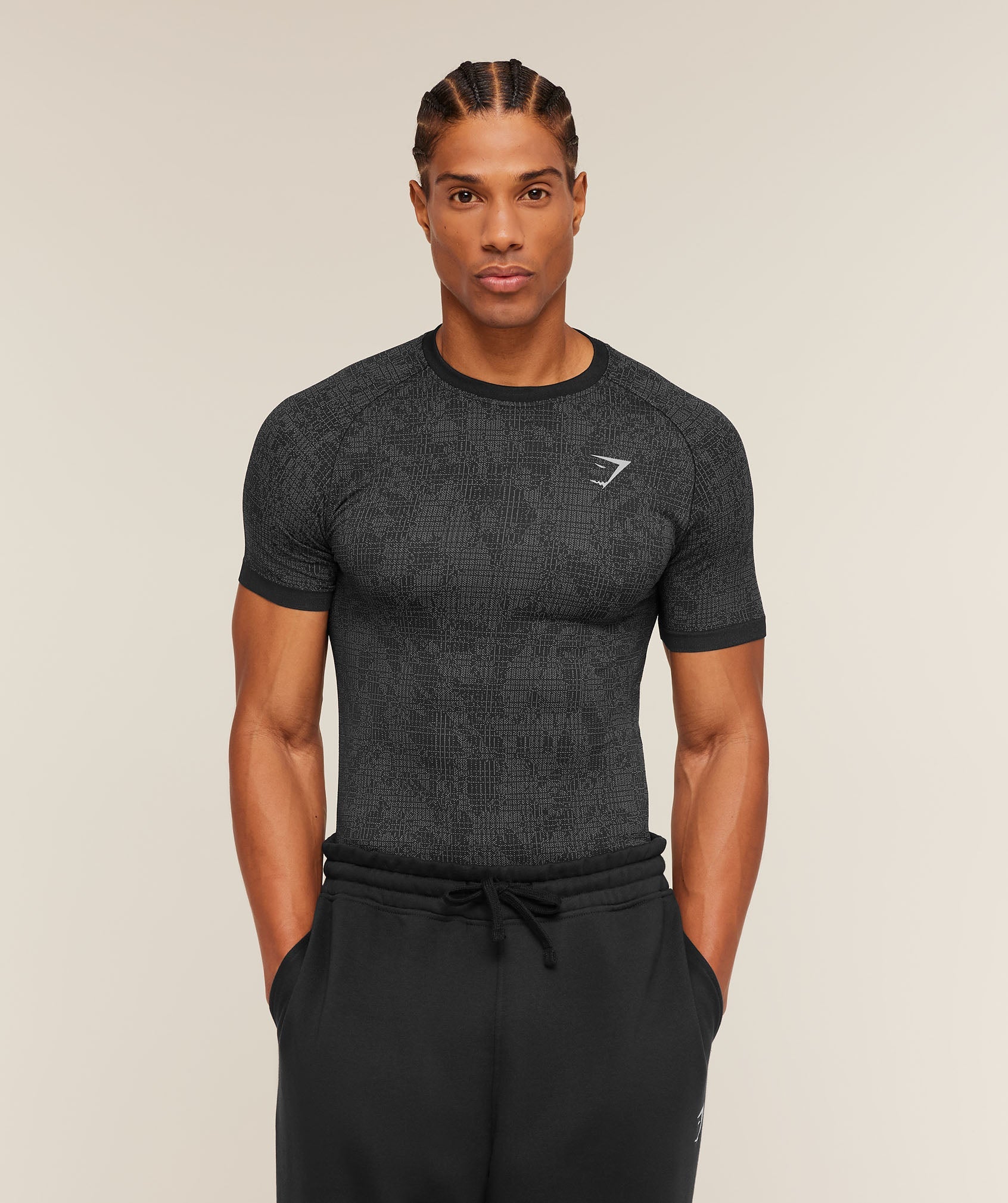 Gymshark Geo Seamless Grid T-Shirt Black