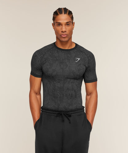 Gymshark Geo Seamless Grid T-Shirt Black