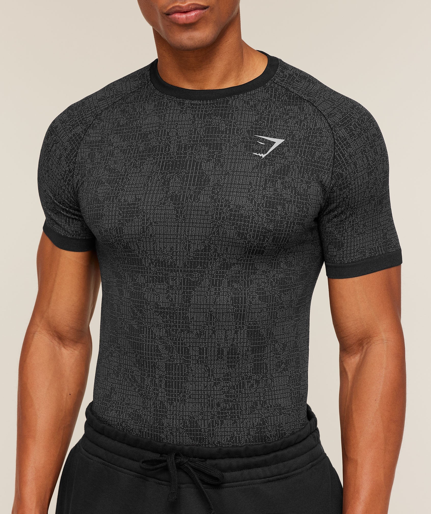 Gymshark Geo Seamless Grid T-Shirt Black