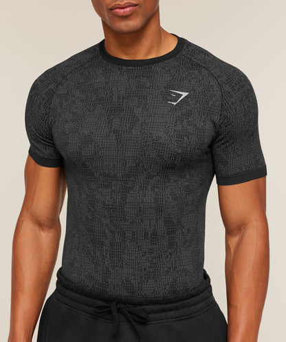 Gymshark Geo Seamless Grid T-Shirt Black