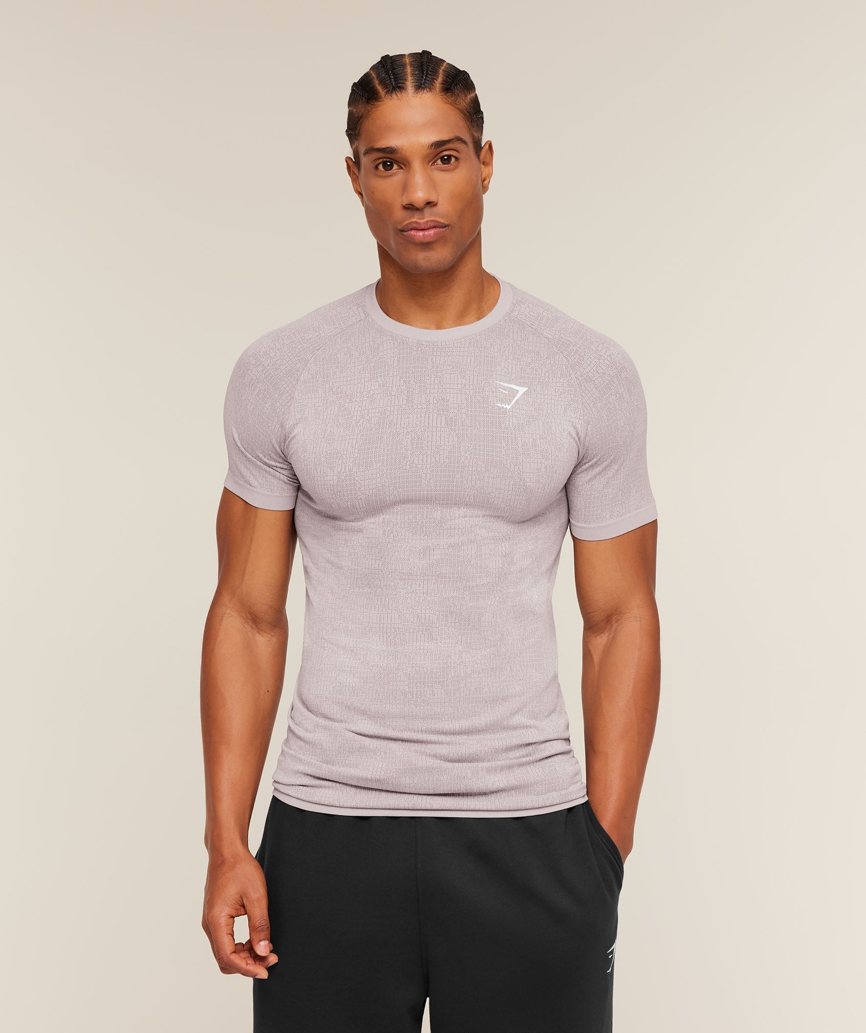 Gymshark Geo Seamless Grid T-Shirt Dawn Purple
