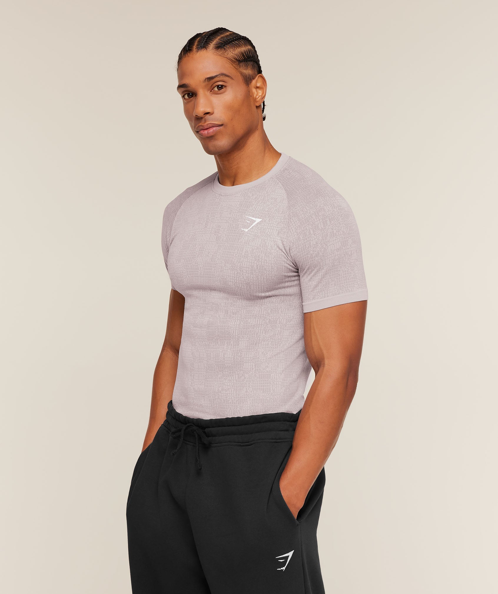 Gymshark Geo Seamless Grid T-Shirt Dawn Purple