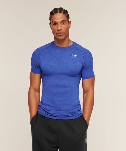 Gymshark Geo Seamless Grid T-Shirt Force Blue