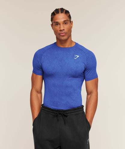 Gymshark Geo Seamless Grid T-Shirt Force Blue