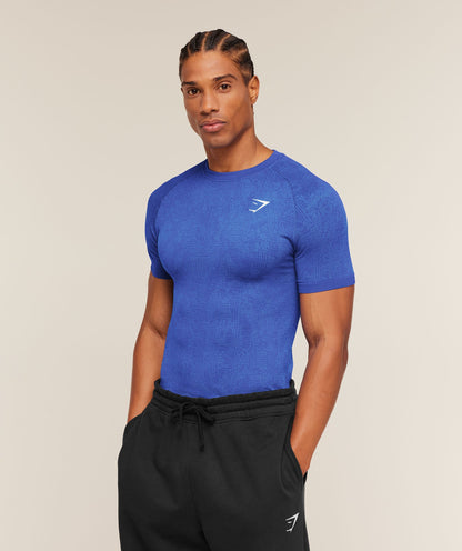 Gymshark Geo Seamless Grid T-Shirt Force Blue
