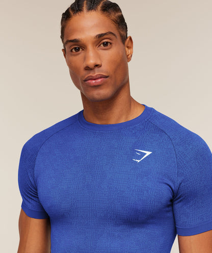 Gymshark Geo Seamless Grid T-Shirt Force Blue