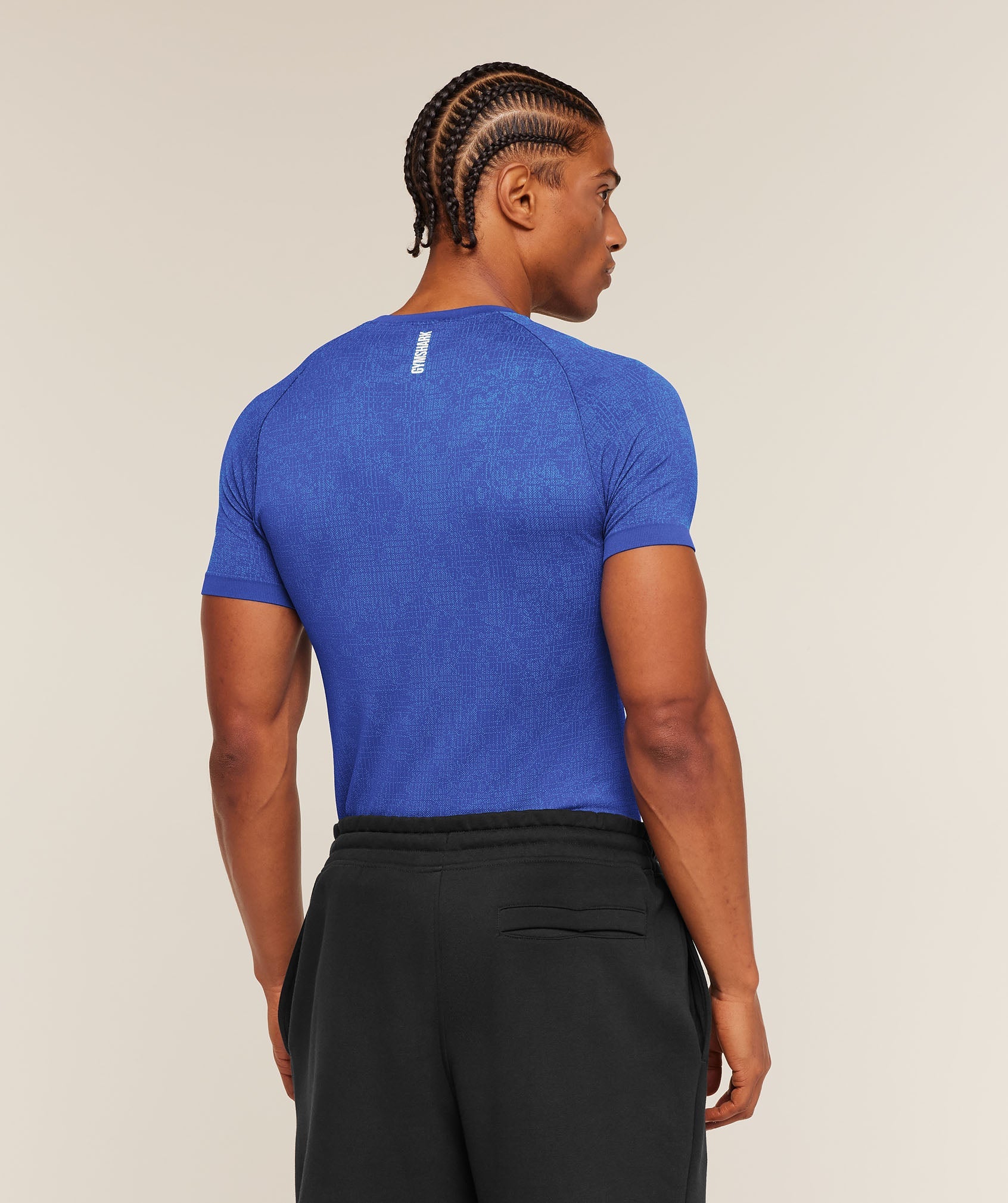 Gymshark Geo Seamless Grid T-Shirt Force Blue