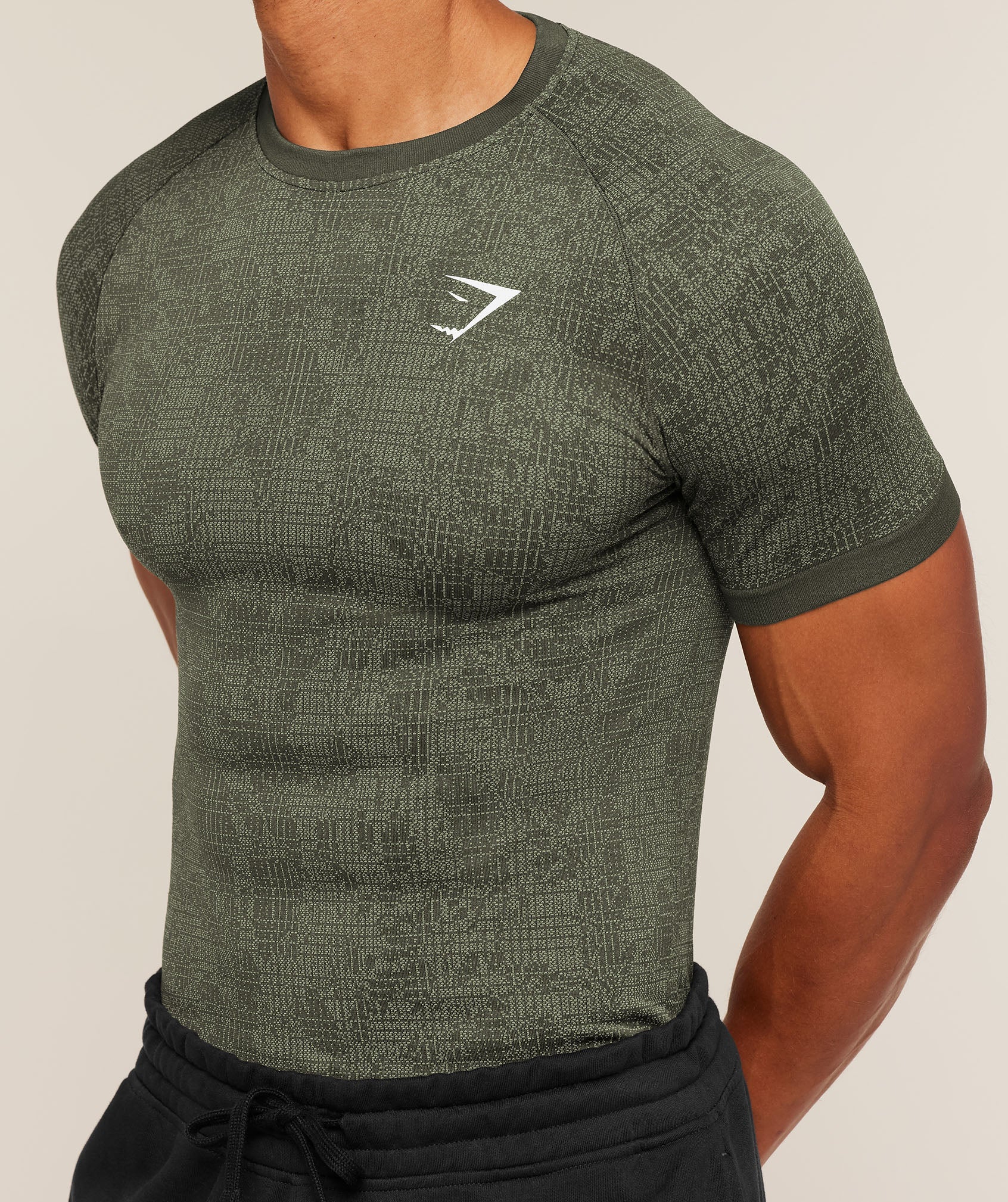 Gymshark Geo Seamless Grid T-Shirt Strength Green